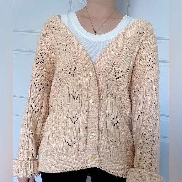 Vintage (Outback Red) Pink 100% Knit Cardigan Size Medium! - Picture 8 of 16